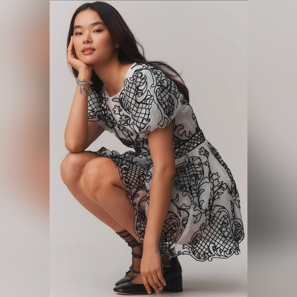 Anthopologie Maeve Puff-Sleeve Mini Dress - Picture 4 of 4